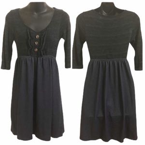 3/4 Sleeve Black & Dark Blue Dress